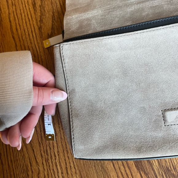 Rag and Bone Aston Mini Crossbody Stone Grey and Black Logo Suede Leather Womens - Picture 15 of 16